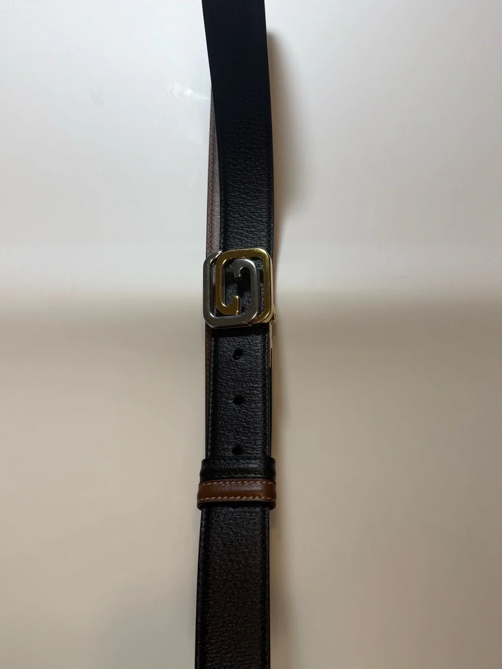 Authentic Gucci reversible belt with Black/Brown Leather Men's Gold Buckle